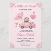 Valentine’s Day Sweetheart Pink Car Baby Shower Einladung (Vorderseite)