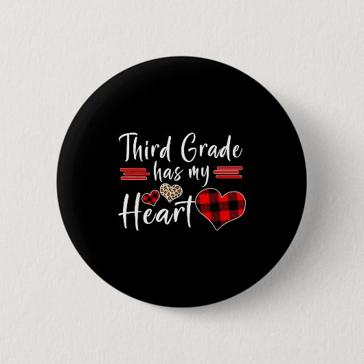 Valentine’s Day Third Grade Has My Heart Plaid Tea Button (Vorderseite)