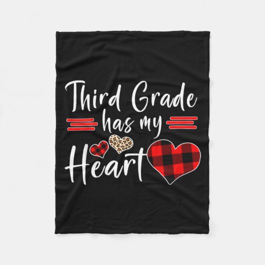 Valentine’s Day Third Grade Has My Heart Plaid Tea Fleecedecke (Vorderseite)