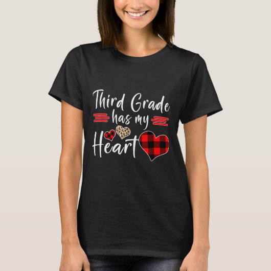 Valentine’s Day Third Grade Has My Heart Plaid Tea T-Shirt (Vorderseite)