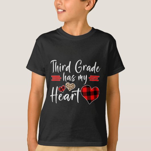Valentine’s Day Third Grade Has My Heart Plaid Tea T-Shirt (Vorderseite)