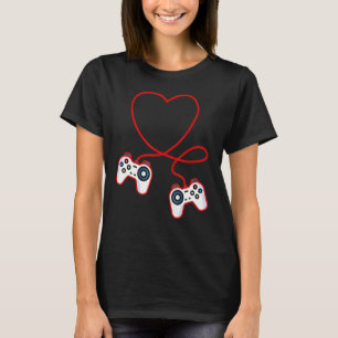 Valentine S Day Video Gamer mit Controller Herz T-Shirt