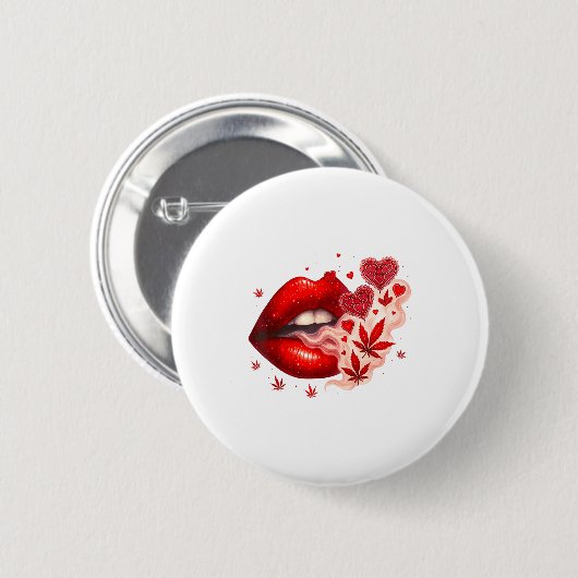 Valentine’s Day Weed Lover Stoner Babe  Button (Vorne & Hinten)
