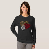 Valentine s Day Women Buffalo Plaid & Leopard Hear T-Shirt (Vorne ganz)