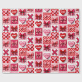 Valentine’s Day Wrapping Paper Pink & Red Elements Geschenkpapier (Flach)