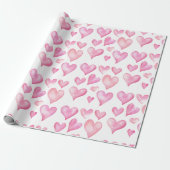 Valentine’s Day Wrapping Paper with Pink Hearts Geschenkpapier (Ungerollt)