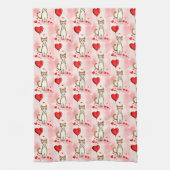 Valentine' s Kitchen Hand Towel Cat Red Heart Geschirrtuch (Vertikal)