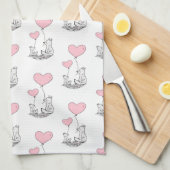 Valentine' s Kitchen Hand Towel Foxy Pink Heart Geschirrtuch (Viertel Falte)