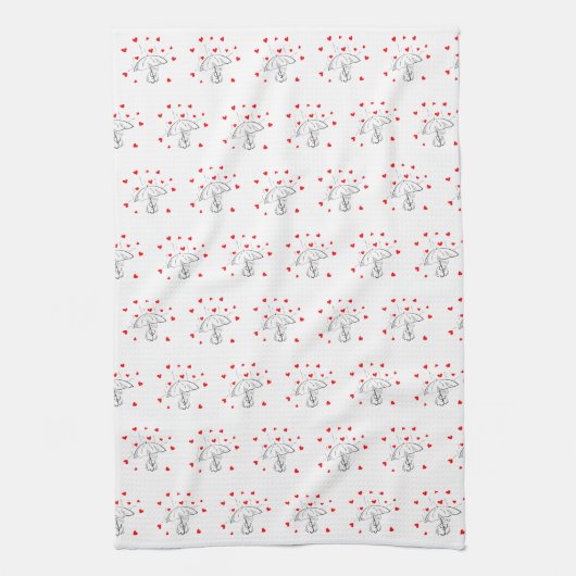 Valentine' s Kitchen Hand Towel Umbrella Red Heart Geschirrtuch (Vertikal)