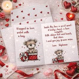 Valentine’s Teddy Bear Gift Box with Poem  Feiertagskarte
