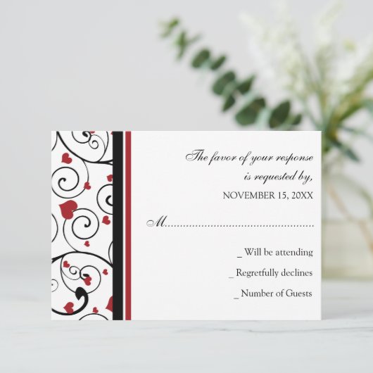 Valentine`s Wedding RSVP Card (Stehend Vorderseite)
