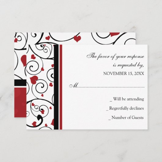 Valentine`s Wedding RSVP Card (Vorne/Hinten)