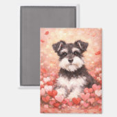 Valentine Schnauzer mit Herzen Magnet (Vorderseite/Rückseite)