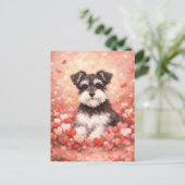Valentine Schnauzer mit Herzen Postkarte (Stehend Vorderseite)