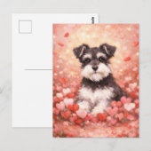 Valentine Schnauzer mit Herzen Postkarte (Vorne/Hinten)