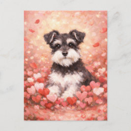 Valentine Schnauzer mit Herzen Postkarte