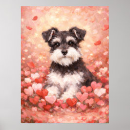 Valentine Schnauzer with Hearts Poster