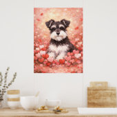 Valentine Schnauzer with Hearts Poster (Küche)