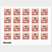 Valentine Schnauzer with Hearts Quadratischer Aufkleber (Blatt)