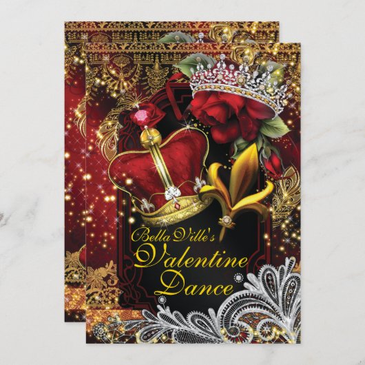 Valentine School Homecoming Prom Tanz Einladung (Vorne/Hinten)