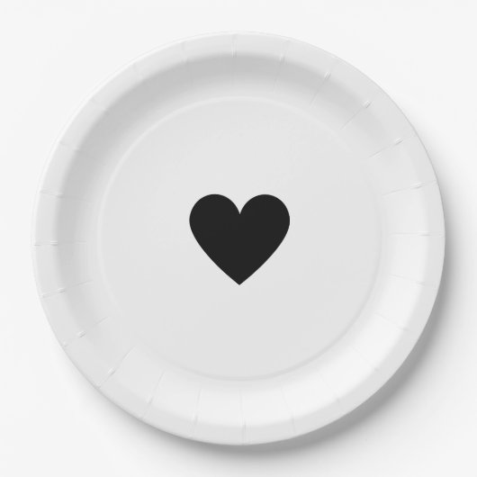 Valentine Schwarzes Herz Pappteller (Vorderseite)