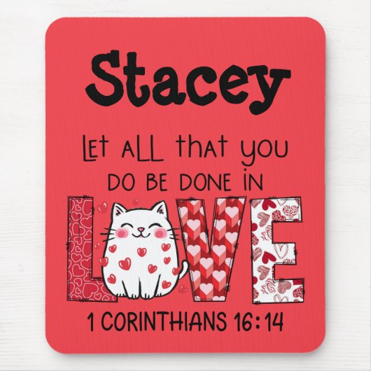 Valentine Scripture LIEBE, Niedlich Cat Mousepad (Vorne)