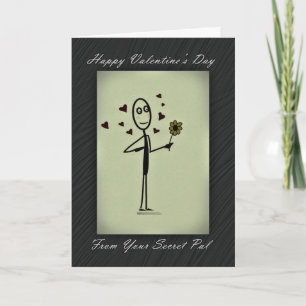 Valentine Secret Pal Stick Person Feiertagskarte