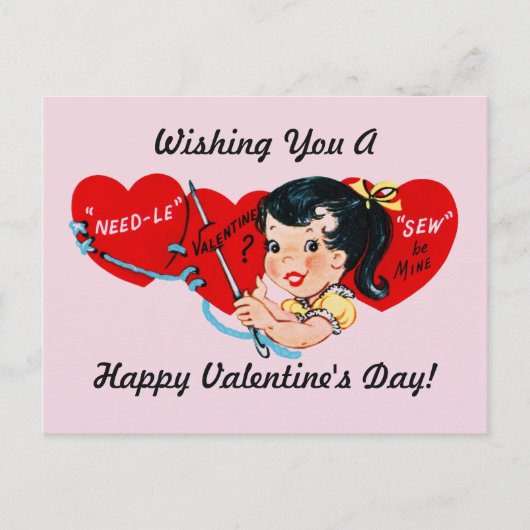 Valentine Sew Be Mine Feiertagspostkarte (Vorderseite)