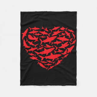 Valentine Sharks Heart Sea Animal Lover Ocean Wild Fleecedecke