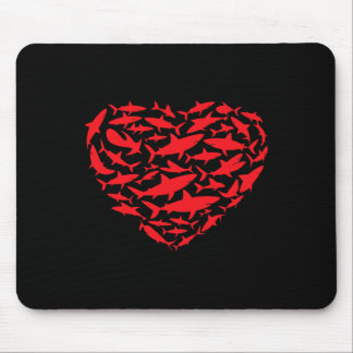 Valentine Sharks Heart Sea Animal Lover Ocean Wild Mousepad