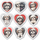 Valentine Shih Tzu Dog Set von 9 Aufklebern Aufkleber (Vorderseite)