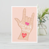 Valentine Sie rocken meine Welt niedliche Illustra Karte (Stehend Vorderseite)