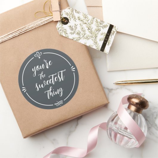 Valentine Sie sind das süßeste Ding Offblack Runder Aufkleber (Schenken)