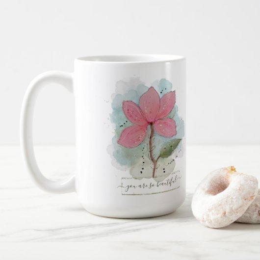 Valentine Sie sind so schön Aquarell Blume Kaffeetasse (Mit Donut)