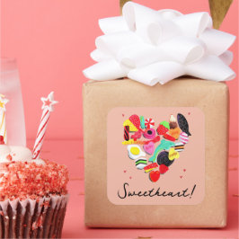 Valentine Sie sind so süß Süßes Herz Quadratischer Aufkleber