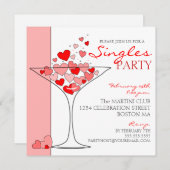 Valentine-Single-Party-Herz-Cocktail-Einladung Einladung (Vorne/Hinten)