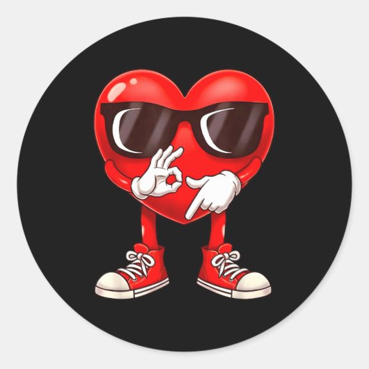 Valentine Six Seven 6 7 Meme Funny Heart Gen Z Alp Runder Aufkleber (Vorderseite)