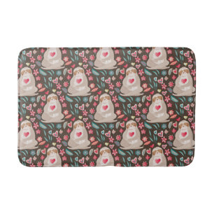 Valentine Sloth Pattern Badematte