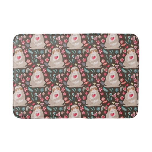 Valentine Sloth Pattern Badematte (Vorderseite)