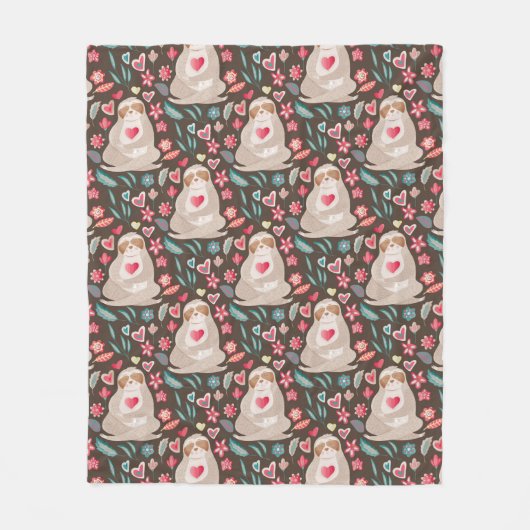 Valentine Sloth Pattern Fleecedecke (Vorderseite)