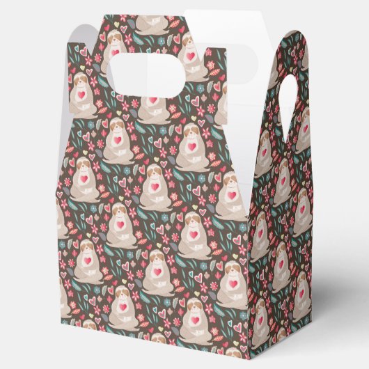 Valentine Sloth Pattern Geschenkschachtel (Geöffnet)