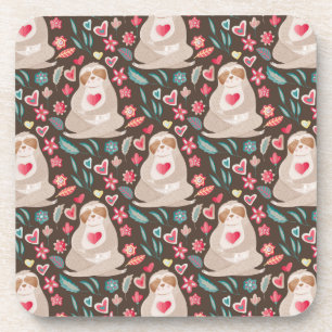 Valentine Sloth Pattern Getränkeuntersetzer