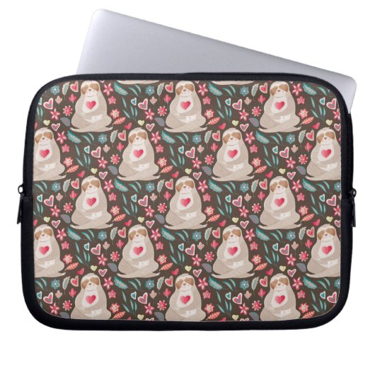 Valentine Sloth Pattern Laptopschutzhülle (Vorderseite)