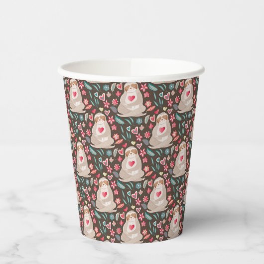 Valentine Sloth Pattern Pappbecher (Links)