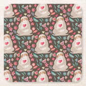 Valentine Sloth Pattern Rechteckiger Pappuntersetzer (Vorderseite)