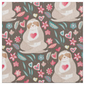 Valentine Sloth Pattern Stoff (Nahaufnahme)