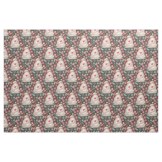 Valentine Sloth Pattern Stoff (Fat Quarter (45,7 x 55,9 cm))
