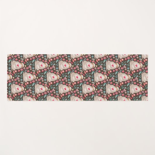 Valentine Sloth Pattern Yogamatte (Vorderseite (Horizontal))