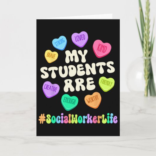 Valentine Social Worker Life Affirmations Hearts T Karte (Vorderseite)