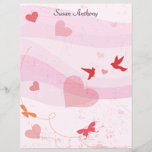 Valentine Soft Hearts Butterfells Stationärpapier (Vorderseite)